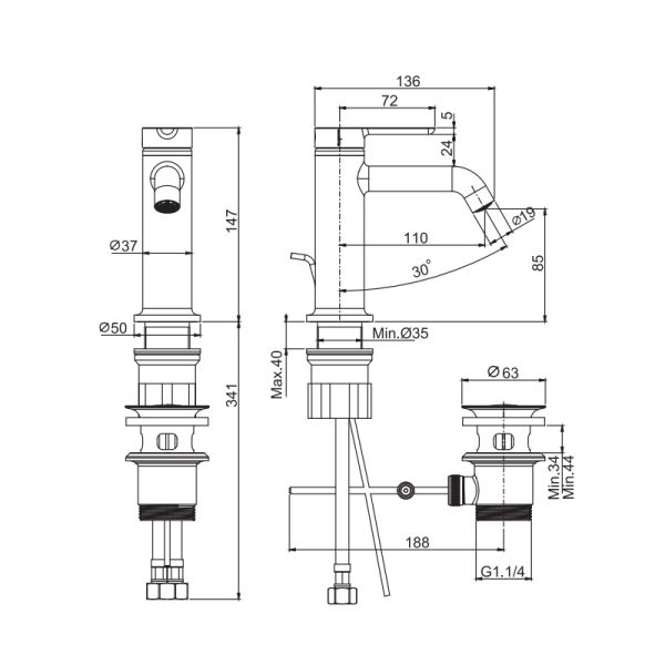 Miscelatore monocomando per lavabo con scarico F3111CR Fima Carlo Frattini ARREDO BAGNO