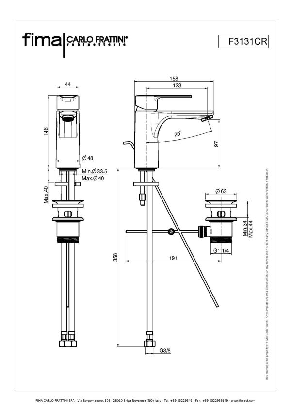 Miscelatore monocomando per lavabo con scarico F3131CR Fima Carlo Frattini ARREDO BAGNO