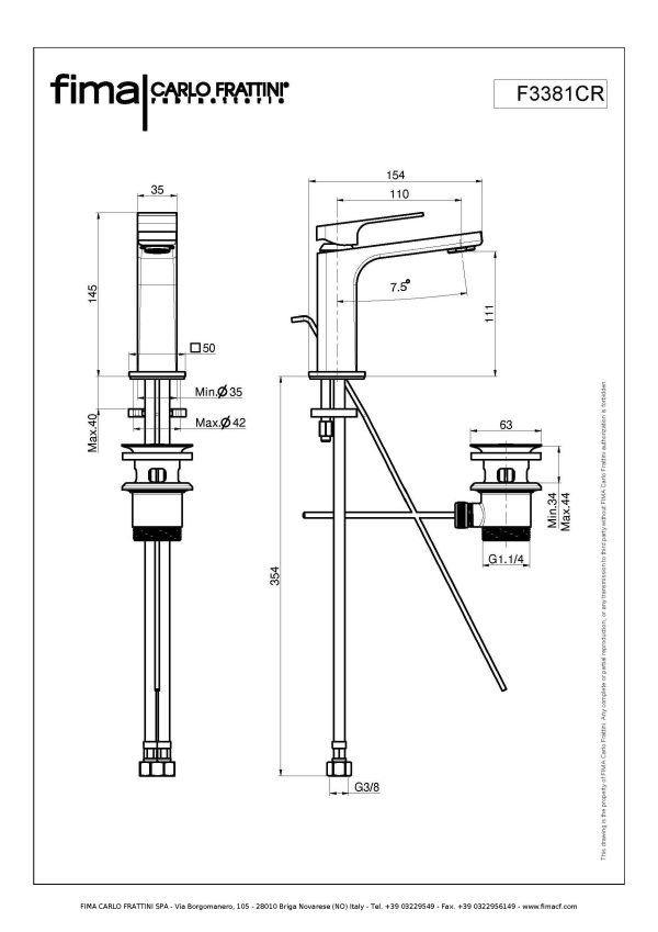 Miscelatore monocomando per lavabo con scarico F3381CR Fima Carlo Frattini ARREDO BAGNO