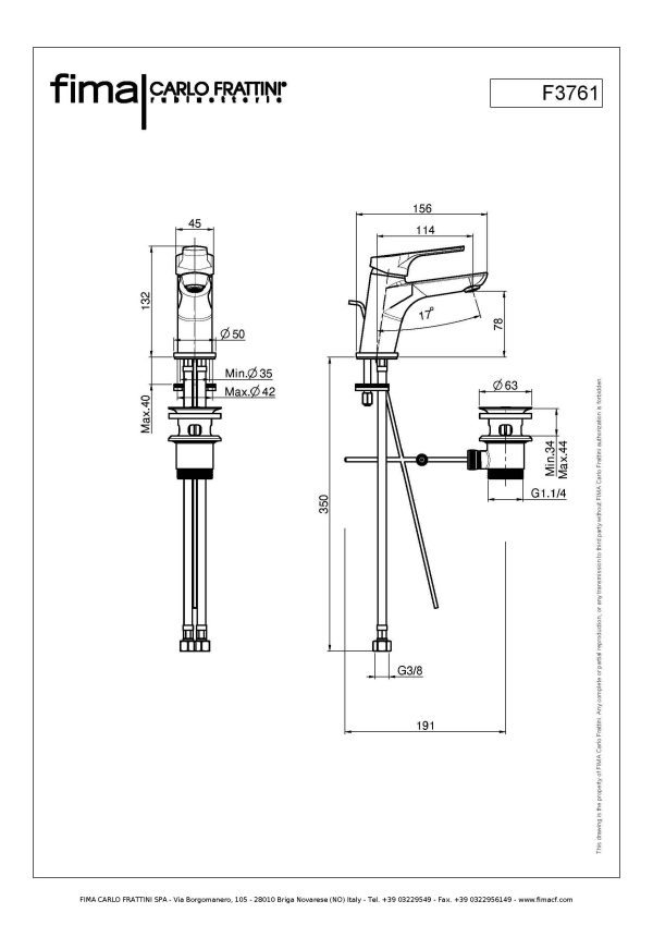 Miscelatore monocomando per lavabo con scarico F3761CR Fima Carlo Frattini ARREDO BAGNO