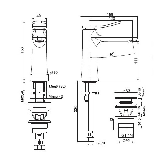 Miscelatore monocomando per lavabo con scarico F3801CR Fima Carlo Frattini ARREDO BAGNO