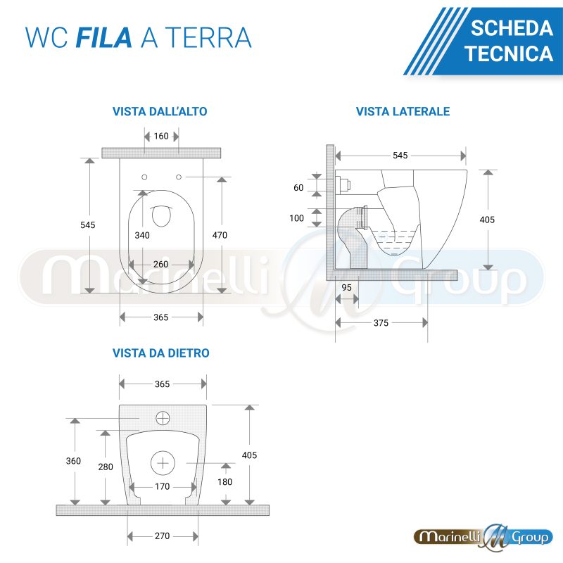 Sanitari Bidet e Vaso WC a terra filomuro rimless scarico vortice coprivaso softclose Fila Sanitari Bagno