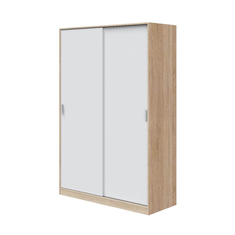 Armadio guardaroba appendiabiti 5 ripiani bianco rovere chiaro TOP120F ARREDO CASA