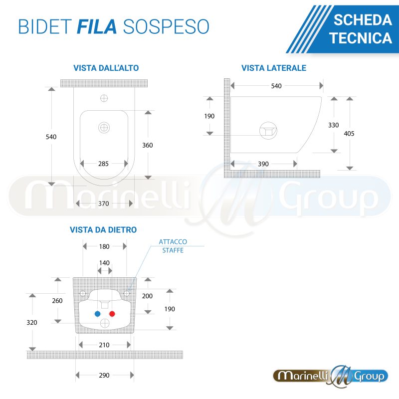 Sanitari Bidet e Vaso WC sospesi rimless scarico vortice coprivaso softclose Fila Sanitari Bagno