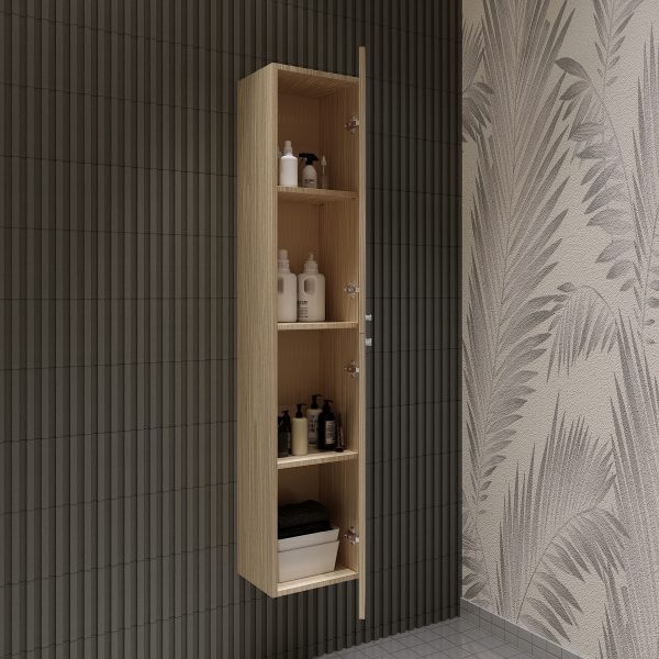 Colonna sospesa con doppia anta rovere chiaro reversibile Linda Colonna bagno