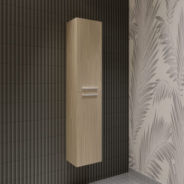 Colonna sospesa con doppia anta rovere chiaro reversibile Linda Colonna bagno