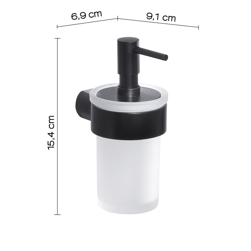 Dosasapone dispenser liquido a muro nero opaco in Cromall Gedy Pirenei Accessori bagno