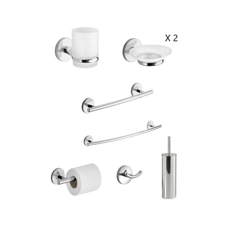 Kit accessori bagno 8 pezzi acciaio cromato lucido Gedy Vermont Pro Accessori bagno