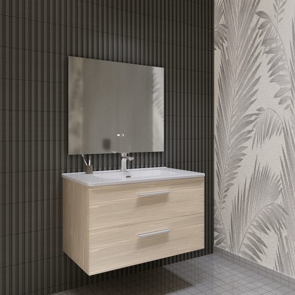 Mobile bagno sospeso da 120 cm rovere chiaro con lavabo Linda 8220 MOBILI BAGNO