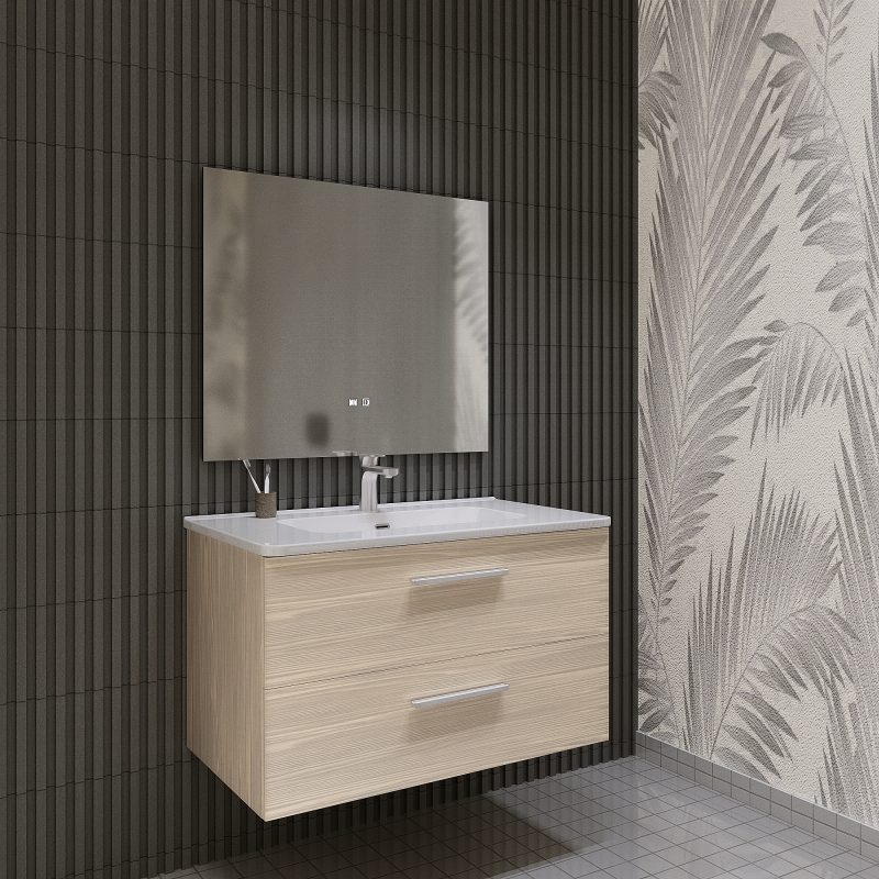 Mobile bagno sospeso da 100 cm rovere chiaro con lavabo Linda 8210 MOBILI BAGNO