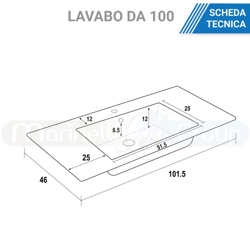 Mobile bagno sospeso da 100 cm rovere chiaro con lavabo Linda 8210 MOBILI BAGNO