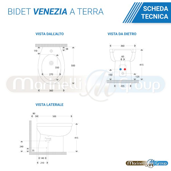 Bidet e Vaso WC VENEZIA in ceramica completo di sedile Sanitari Bagno