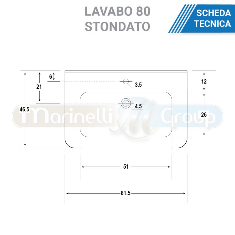 Mobile bagno sospeso da 80 cm rovere chiaro con lavabo e colonna Linda 8280 MOBILI BAGNO