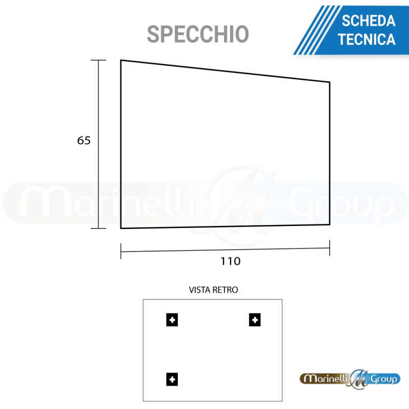 Specchio bagno 110X65 reversibile senza cornice Specchi