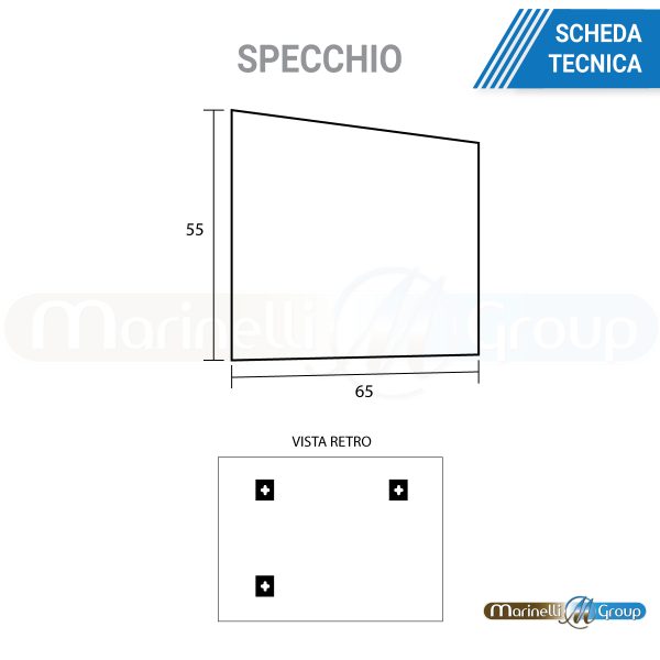 Specchio bagno 55X65 reversibile senza cornice Specchi