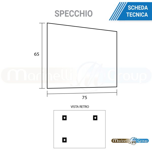 Specchio bagno 75X65 reversibile senza cornice Specchi