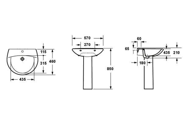 Lavabo con colonna in ceramica Sigma Sanitari Bagno